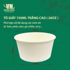 Tô giấy trắng cao 26oz (750ml)